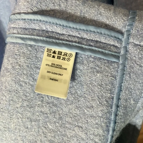 JOIE Medium Women Blue Wool Blend Hooded Open Front Stylish Midi Trench Overcoat - Picture 5 of 10